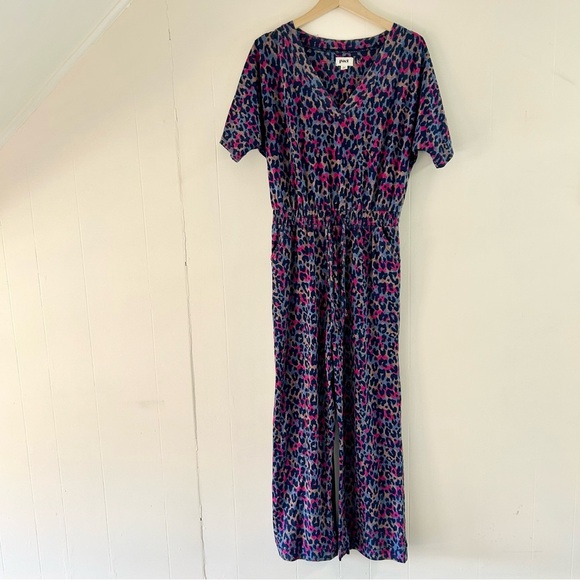 Pact Revive Deep V Jumpsuit in Multicolor Animal Print sz S - Picture 4 of 6